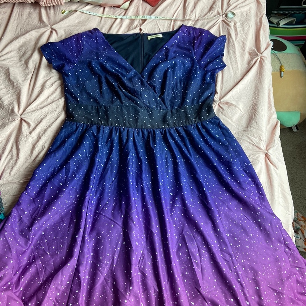 EShakti ombré blue,purple, and pink Star dress